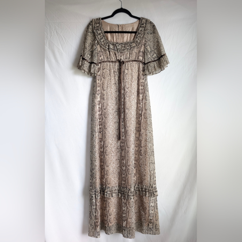 Vintage Richard Shops Lace Maxi Dress | Empire Waist | XS